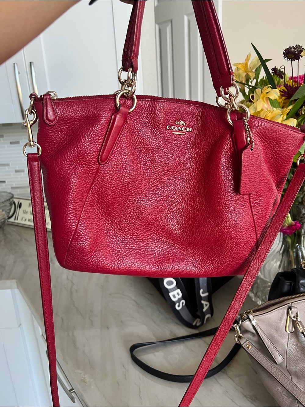 Coach Pebbled Leather Shoulder Bag in Red - Picture 3 of 11